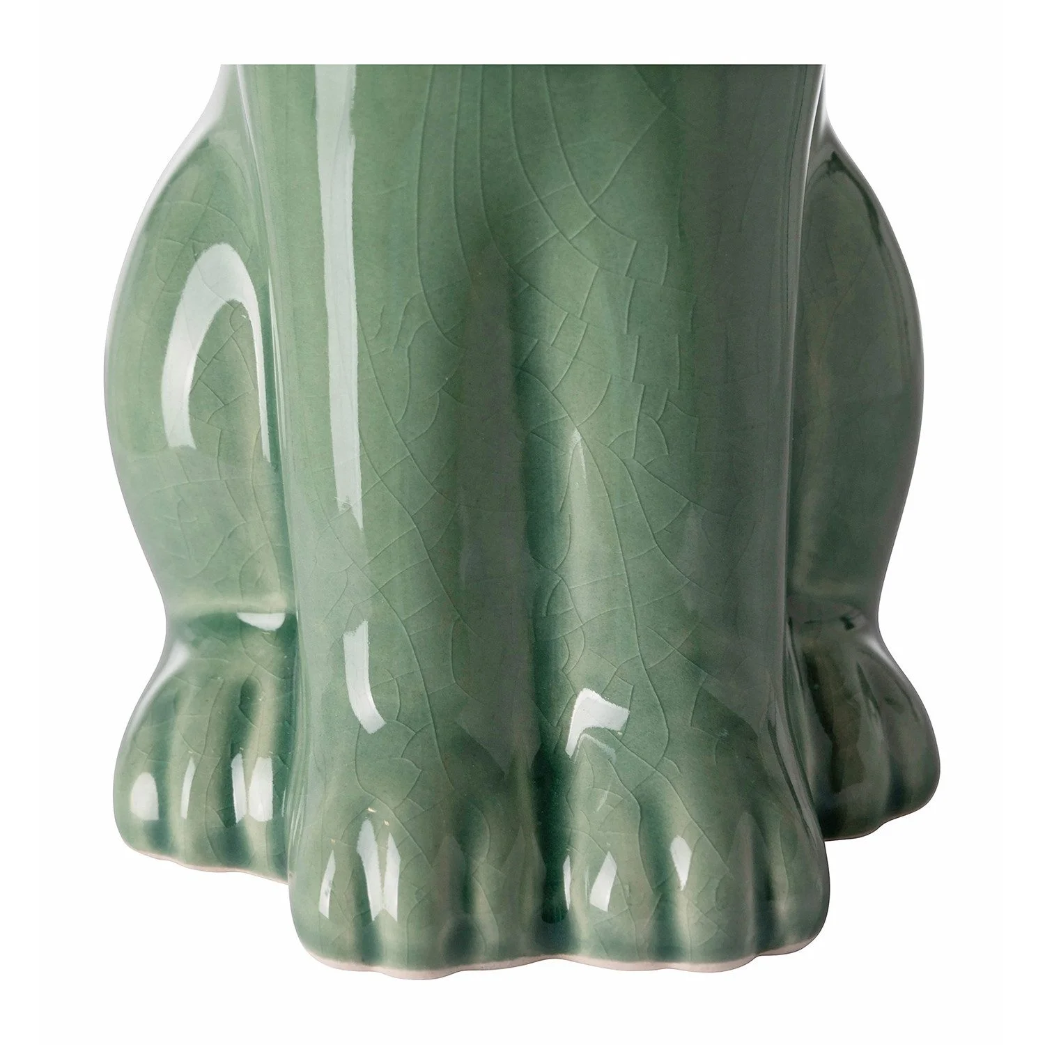 Keramik-Dekofigur „FABIUS“ – Grüner Dekohase mit Krakelee-Oberfläche, 25 cm